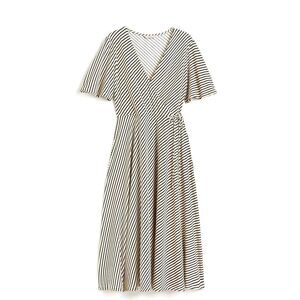 &M Black and White Striped Jersey Wrap Dress Size Small NWT 7 0471